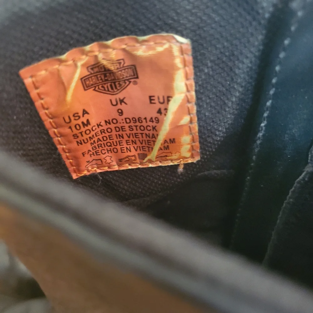 Harley Davidson D96149 Mens Black Leather Motorcycle Boots 10M - Picture 7 of 9